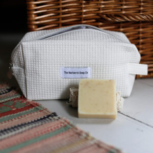 Ecru Cotton Waffle Toiletry Bag